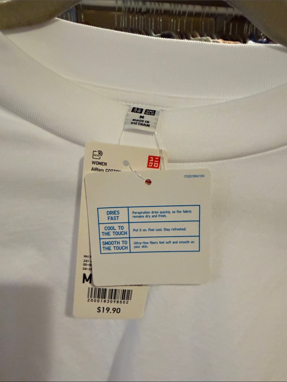 Uniqlo White Women's AIRism Cotton Crewneck Tee - Picture 2 of 4